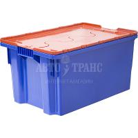 Пластиковый ящик с оранжевой крышкой, синий, 600*400*300 мм