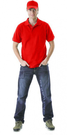 Рубашка-поло короткие рукава ярко-красная, пл. 205 г/кв.м.