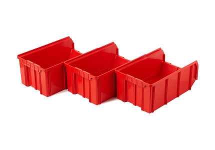 Пластиковый ящик V-3-К3-красный, 342х207х143 мм, комплект 3 шт.