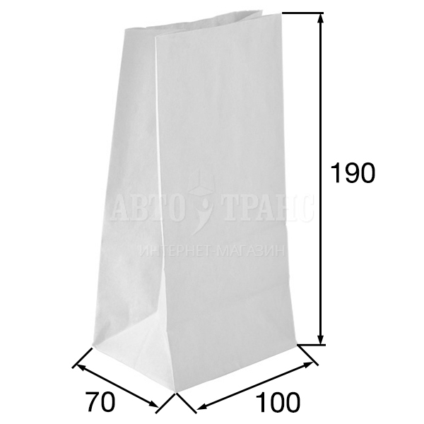 Белый бумажный пакет, 10*7*19 см
