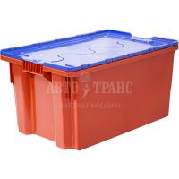 Пластиковый ящик с синей крышкой, красный, 600*400*300 мм