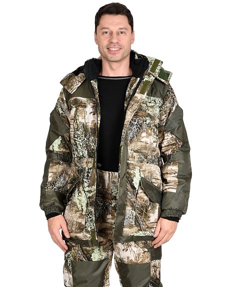 Костюм "ГОРКА" зимний: куртка дл., брюки (тк.CROWN-230) КМФ серый мох