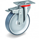 716623 Промышленное колесо поворотное с тормозом серая резина Д-125 мм.