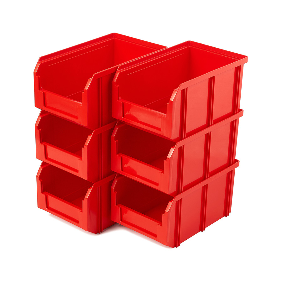 Пластиковый ящик V-2-К6-красный, 234х149х120 мм, комплект 6 шт.
