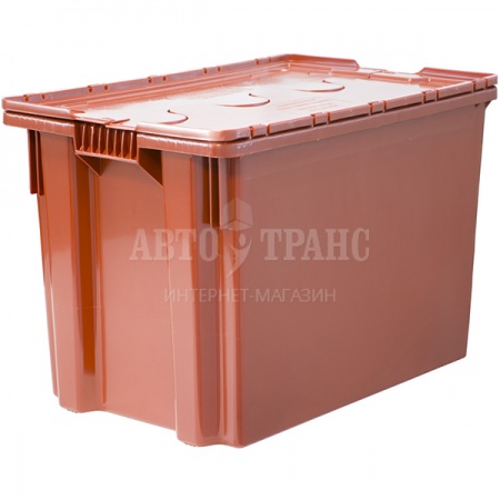 Пластиковый ящик с крышкой, оранжевый, морозостойкий, 600*400*400 мм