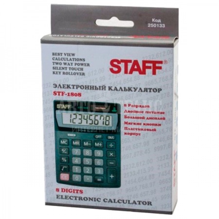 Настольный калькулятор STAFF STF-1808, 8 разрядов, 140*105 мм