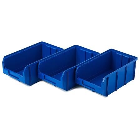 Пластиковый ящик V-3-К3-синий, 342х207х143 мм, комплект 3 шт.