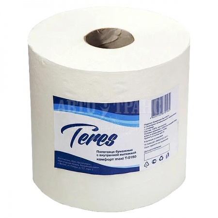 Бумажные полотенца TERES Комфорт, midi, 170*0.195 м, 1 слой, белые, 6 шт./уп.
