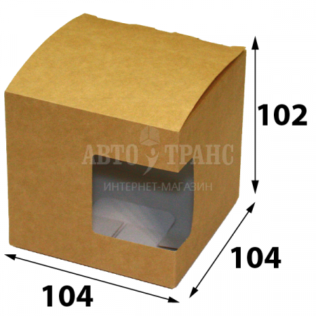 Коробка крафт с окном для сувенирной кружки, 104*104*102 мм