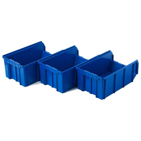 Пластиковый ящик V-3-К3-синий, 342х207х143 мм, комплект 3 шт.