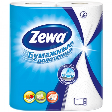 Бумажные полотенца ZEWA, 2 слоя, белые, 2 шт./уп.