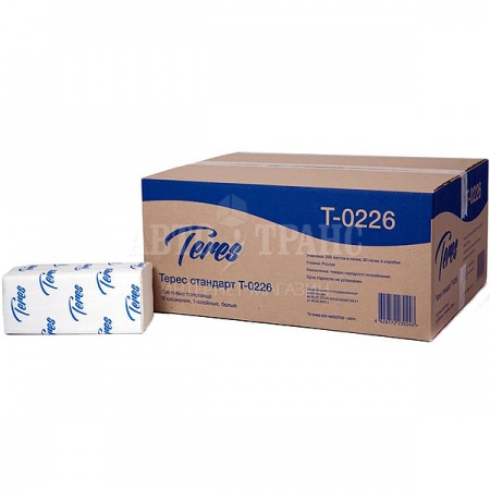 Бумажные полотенца TERES Эконом, 23*21 см, 1 слой, белые, 4000 шт./уп.