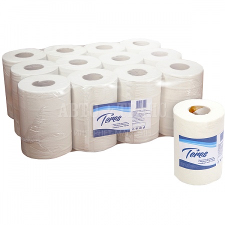 Бумажные полотенца TERES Комфорт, mini, 120*0.195 м, 1 слой, белые, 12 шт./уп.