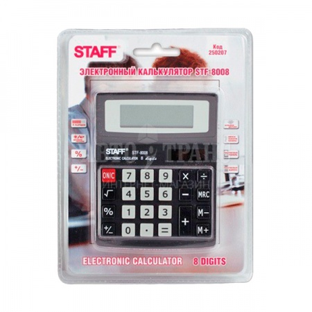 Настольный калькулятор STAFF STF-8008, 8 разрядов, 113*87 мм