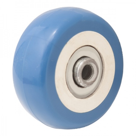 Колесо аппаратное диаметр 50 мм, грузоподъемность 35 кг, синяя резина, полипропилен, под ось