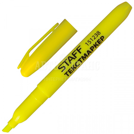 Текстмаркер STAFF скошенный, желтый, 1-3 мм