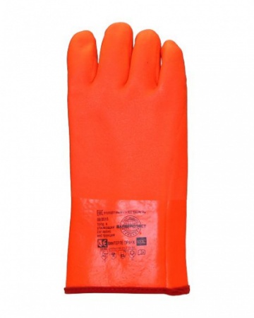 Перчатки утепленные "ВИНТЕРЛЕ Оранж" ПВХ,матовая поверхность, утепл. х/б тканью с начесом, в уп72пар